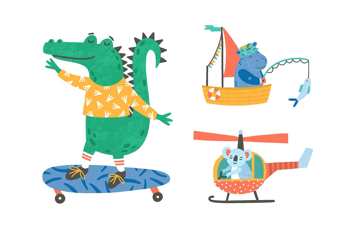 Cute animals with vehicles, an Animal Illustration by Good Studio (Photo 3 of 6)