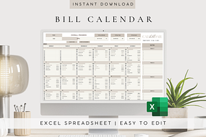 Bill Calendar Excel Template