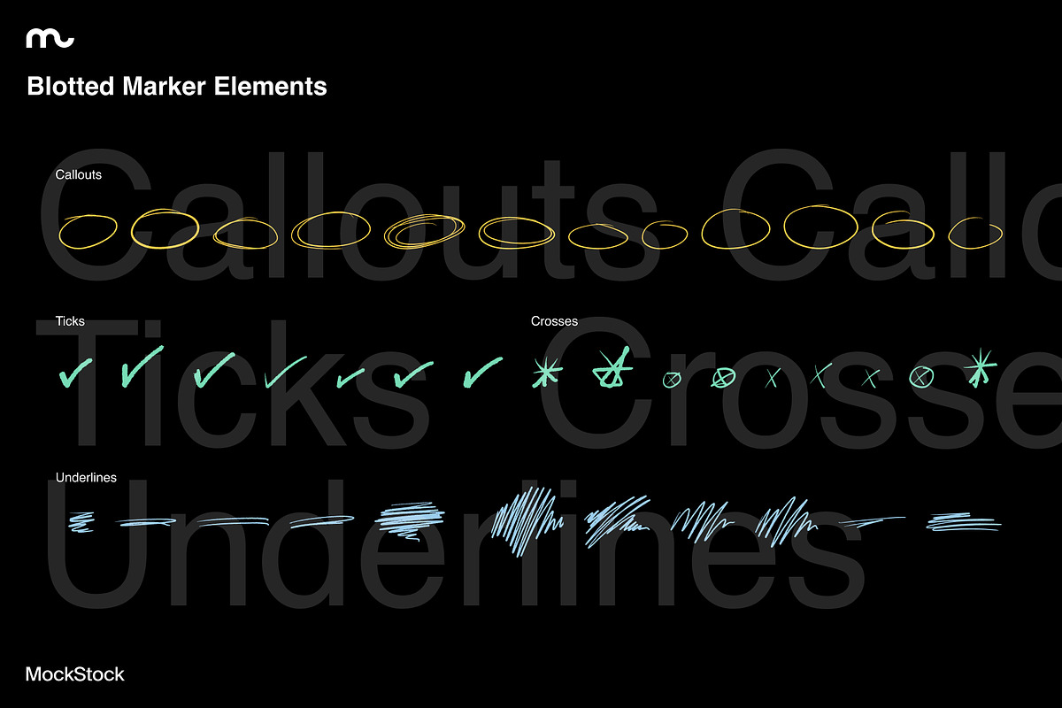 126 Blotted Marker Elements, a Texture Illustration by mockstock (Photo 3 of 5)