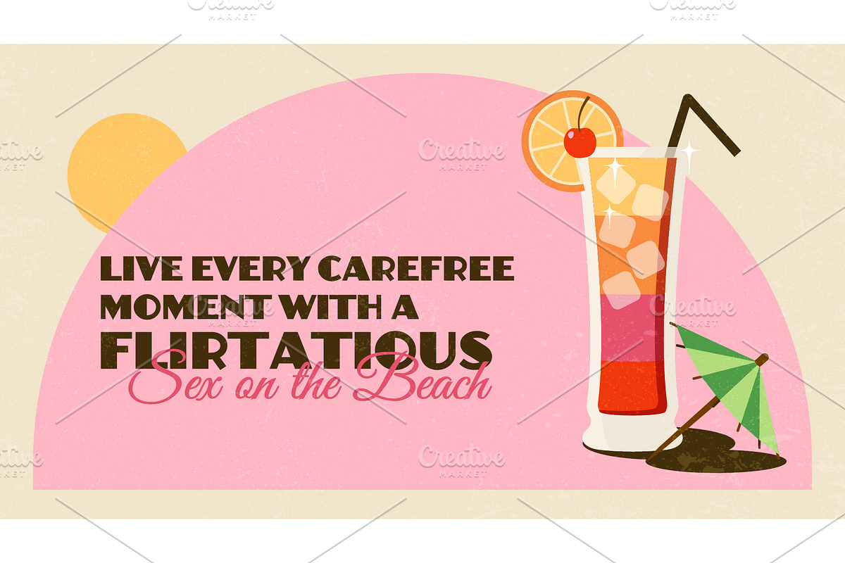 10 Summer Retro Cocktail Banners, a Seasonal Illustration by Soulprint Mercury (Photo 11 of 12)