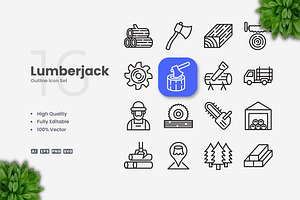 Lumberjack Outline Icons, an Outline Icon by Upnowgraphic