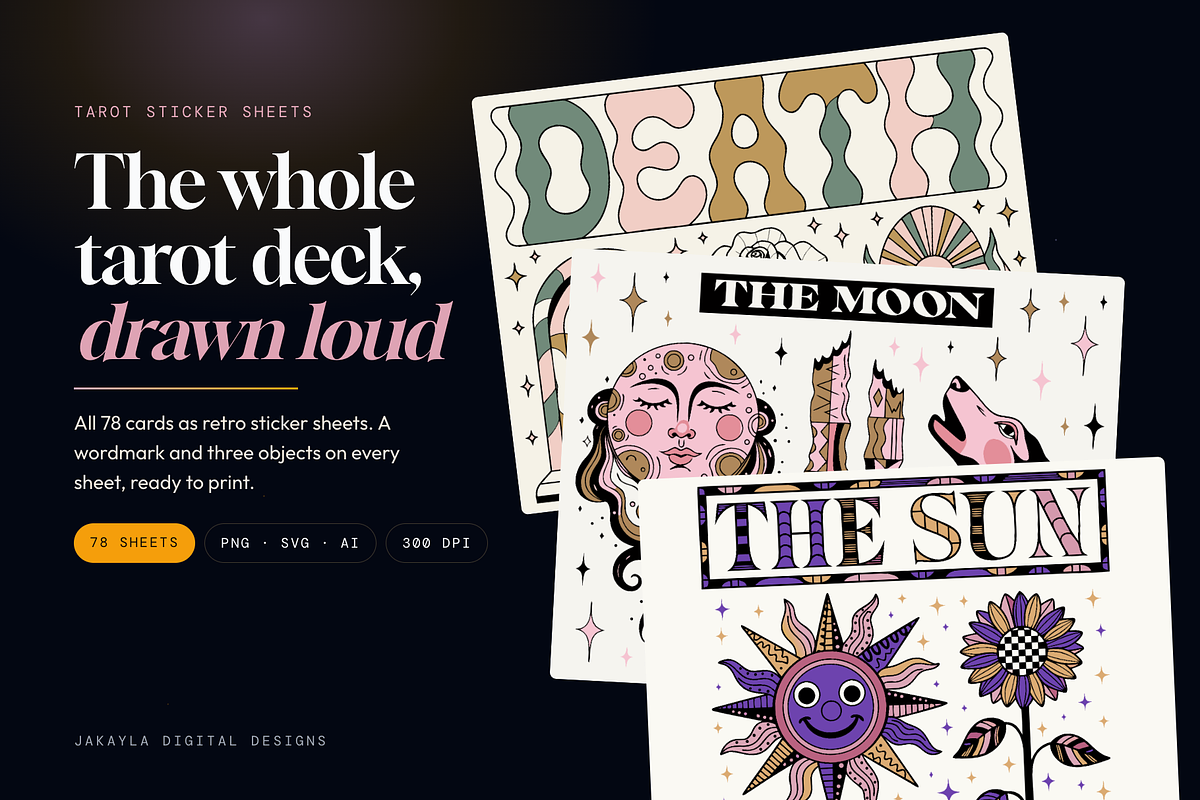 78 Tarot Card Sticker Sheets, an Object Graphic by Jakayla Digital Co (Photo 1 of 18)