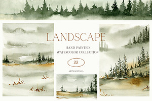 Hand Painted Watercolor Landscape