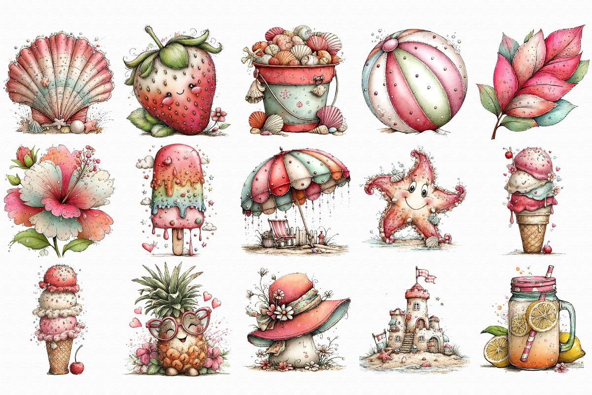 Watercolor Cute Summer Collection, an Illustration by Libby Wishes (Photo 6 of 7)