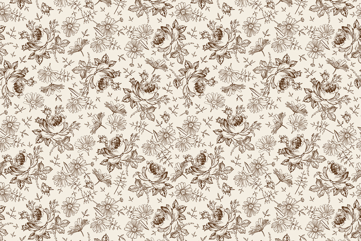 Set Seamless Flowers Roses Chamomile, a Pattern Graphic by Vintage (Photo 7 of 13)