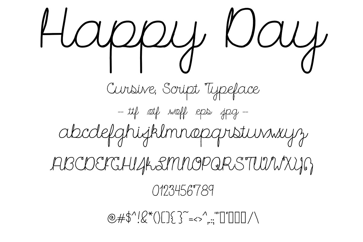 Font Happy Day Cursive Script Cute!, a Script Font by PageLightStudios (Photo 1 of 8)