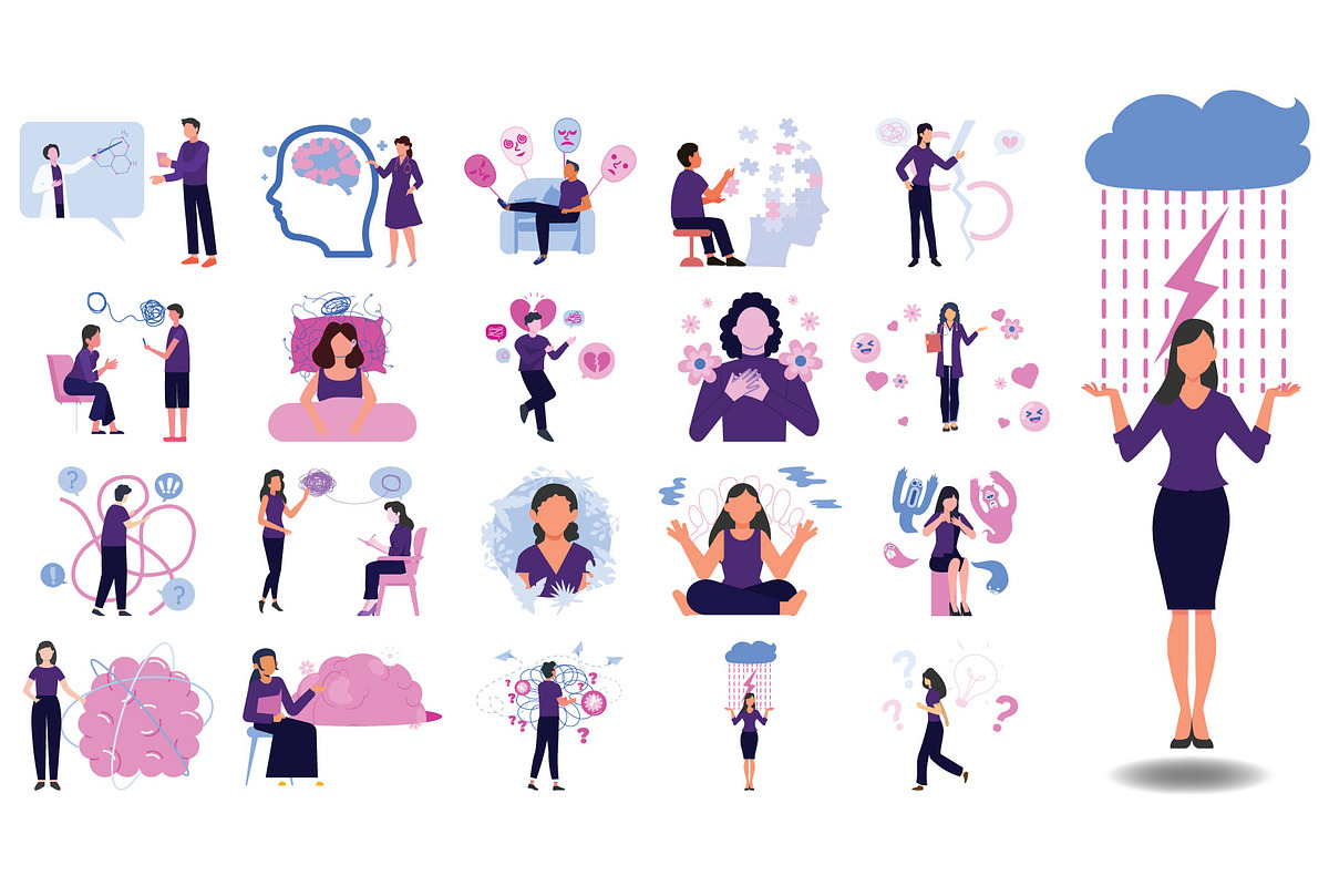 Mental Health Digital Illustrations, an Illustration by Vector Portal (Photo 4 of 6)