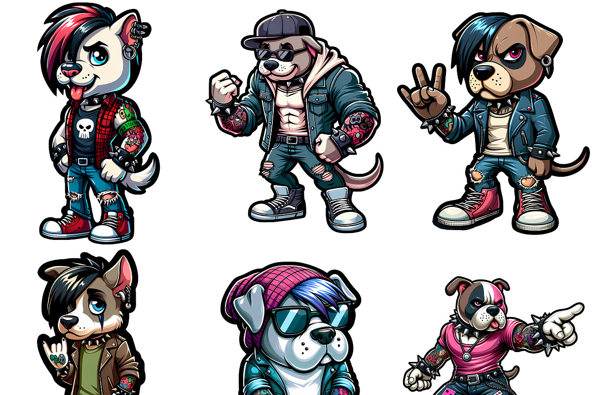Emo Dogs Clipart Stickers Set, an Animal Illustration by DoubleTwists (Photo 2 of 5)