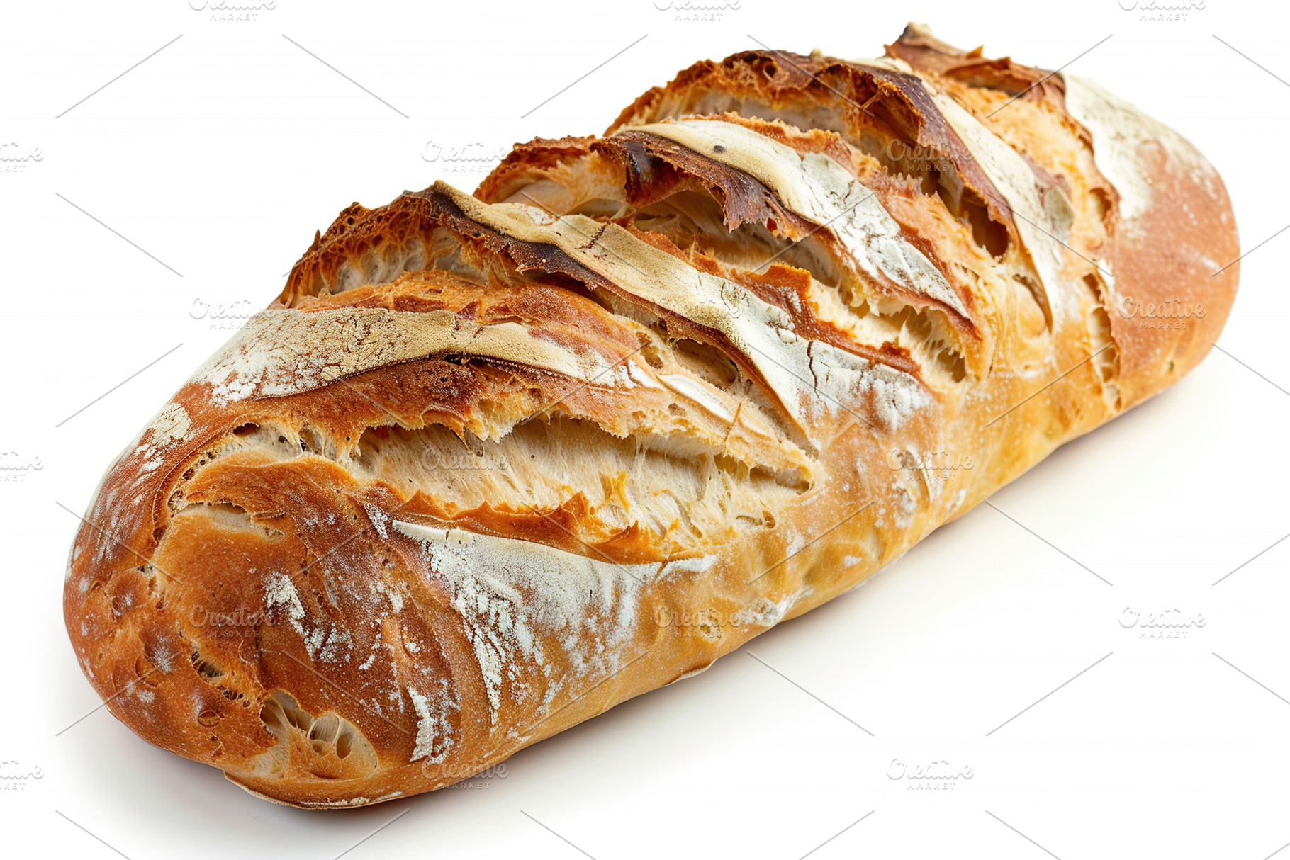 Freshly baked bread isolated on white background, a Food & Drink Photo by AlyaAnd