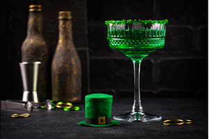 Green cocktail for St. Patrick day, a Food & Drink Photo by Yulia Furman
