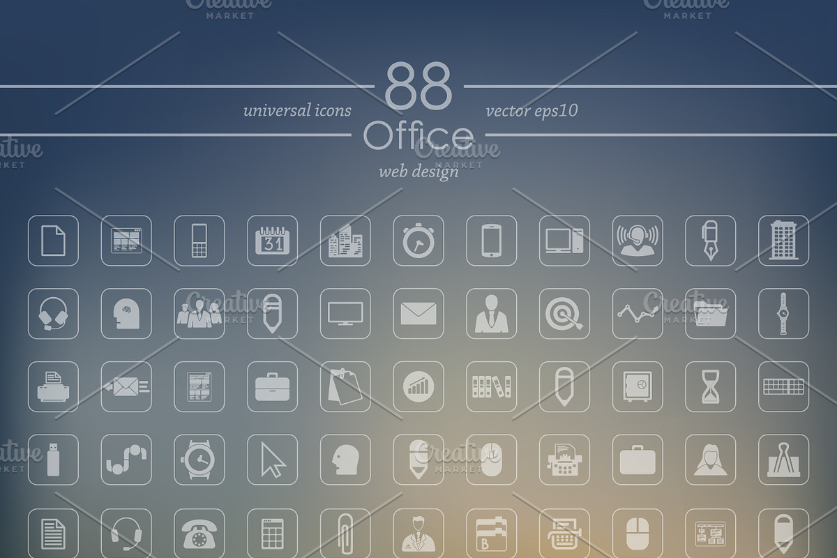 88 OFFICE icons, a Templates & Theme by Palau (Photo 2 of 4)