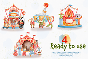 Watercolor Circus Clipart, Animals, an Animal Illustration by Apixsala (Thumbnail 2 of 14)