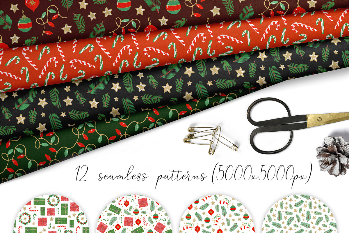 Cute Christmas. Patterns & lettering, a Seasonal Illustration by alenaganzhela (Photo 5 of 8)