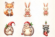 Christmas Cute Animals Clipart, an Illustration by CrexoraLab (Thumbnail 3 of 5)