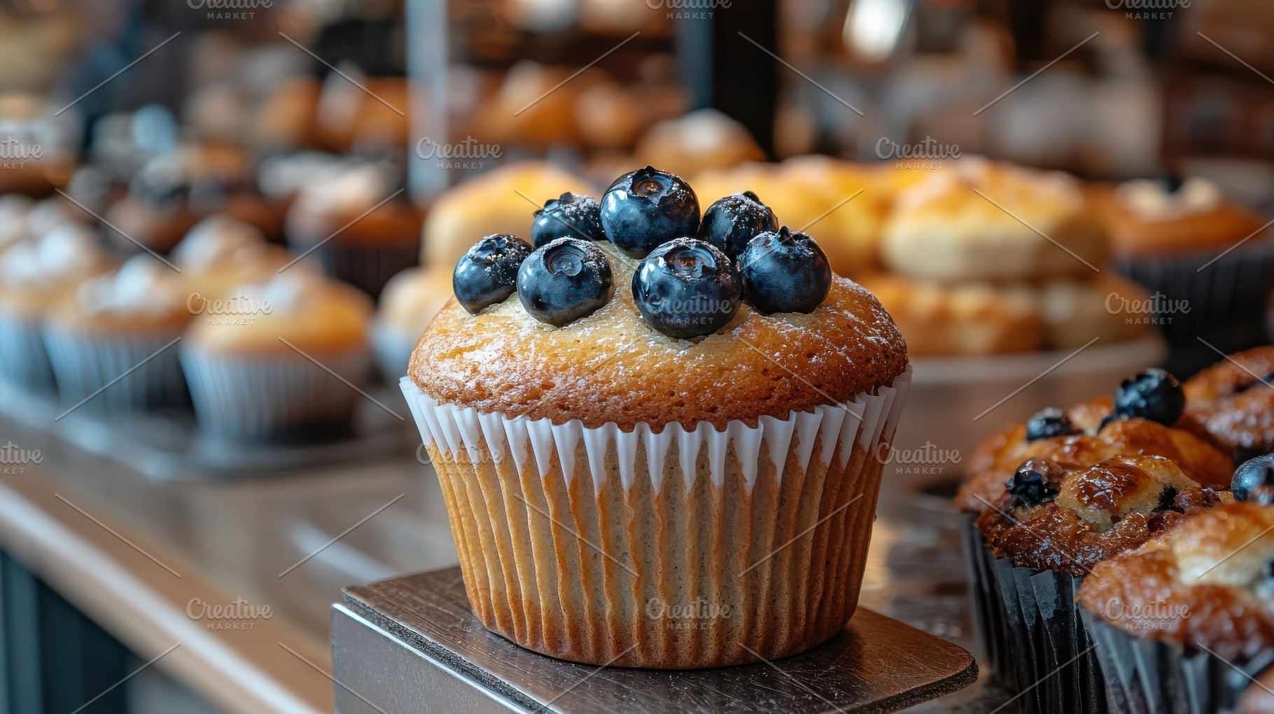 A fresh baked blueberry muffin toppe, a Background Photo by Pixeness
