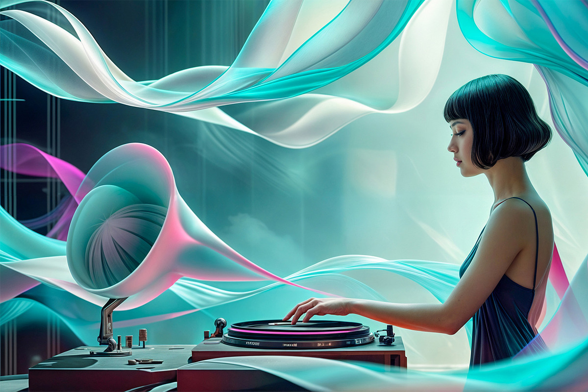 Futuristic Neon Retro DJ, a Person Illustration by StockVerse Creative (Photo 3 of 4)