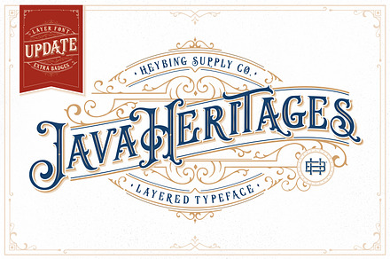 Java Heritages + Extras (UPDATE), a Font by Heybing Supply Co.