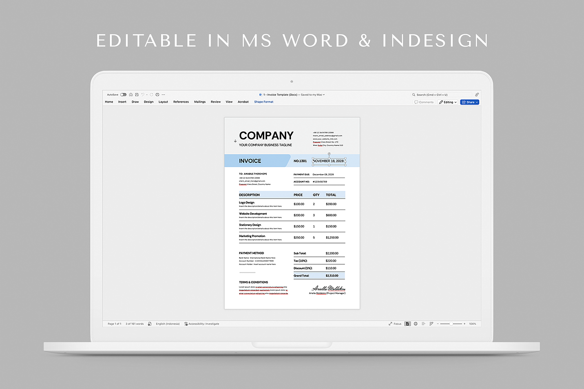 Invoice & Letterhead Template, a Stationery Template by Leaflove (Photo 5 of 5)