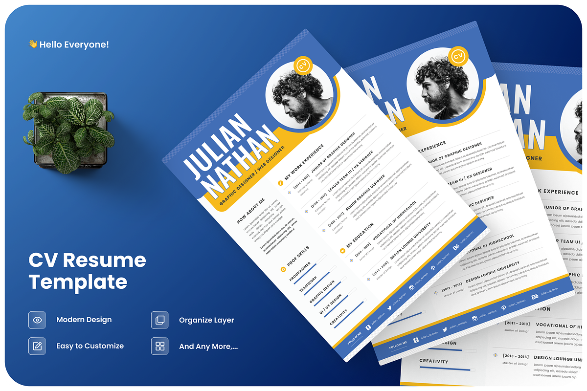 Modern CV Resume Graphic Designer, a Resume Template by Annora Studio (Photo 1 of 5)
