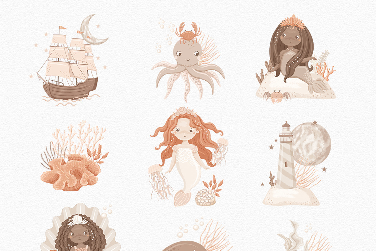 Tiny mermaids - baby collection, an Animal Illustration by polikarpovaart (Photo 3 of 11)