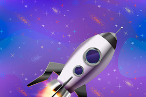 Cute Cartoon Space Rocket