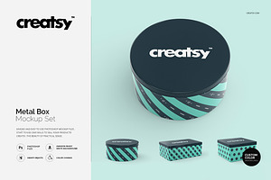 Metal Box Mockup Set, a Packaging Mockup by creatsy2