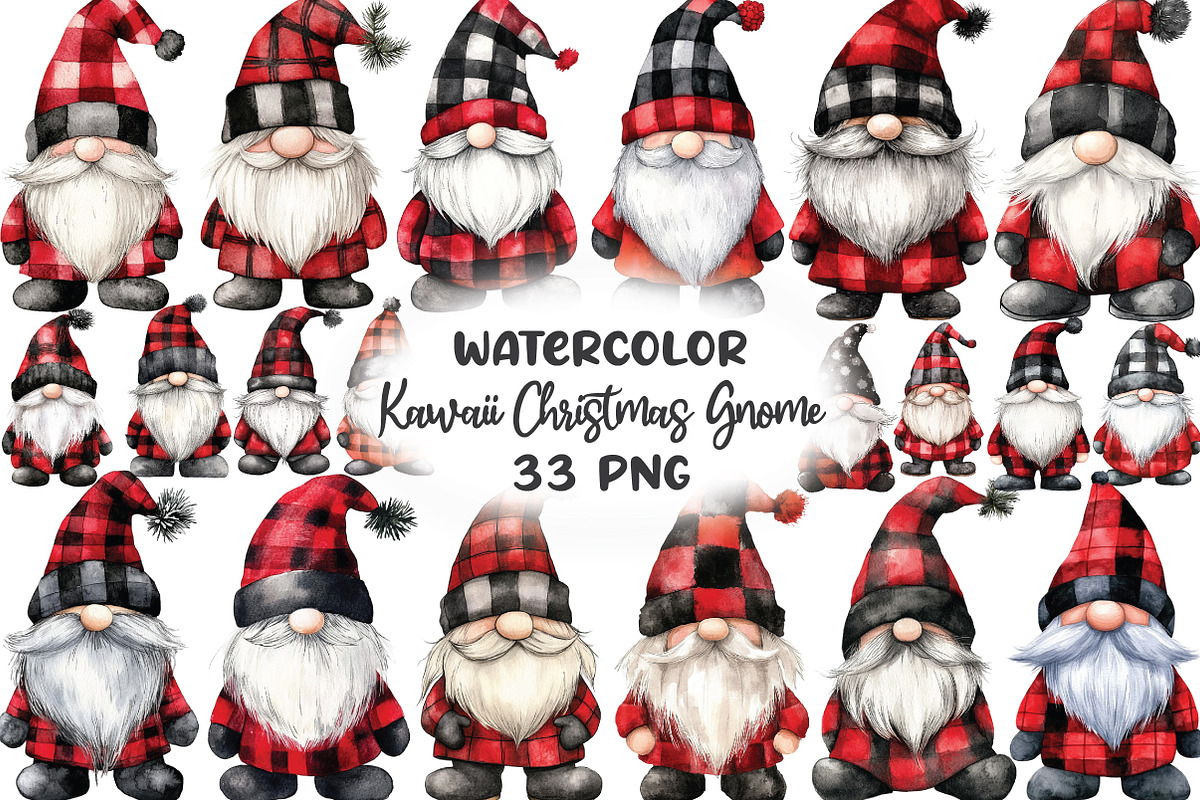 Kawaii Christmas Gnome Black Gnome, an Illustration by CraftArtStudio (Photo 1 of 6)