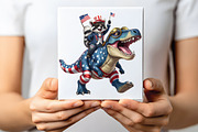 4th July USA Flag Raccoon Dinosaur P, an Illustration by CraftArtStudio (Thumbnail 2 of 4)