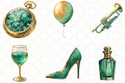 Emerald Nights Green Gold New Year, an Illustration by Black Bird Studio (Thumbnail 3 of 6)