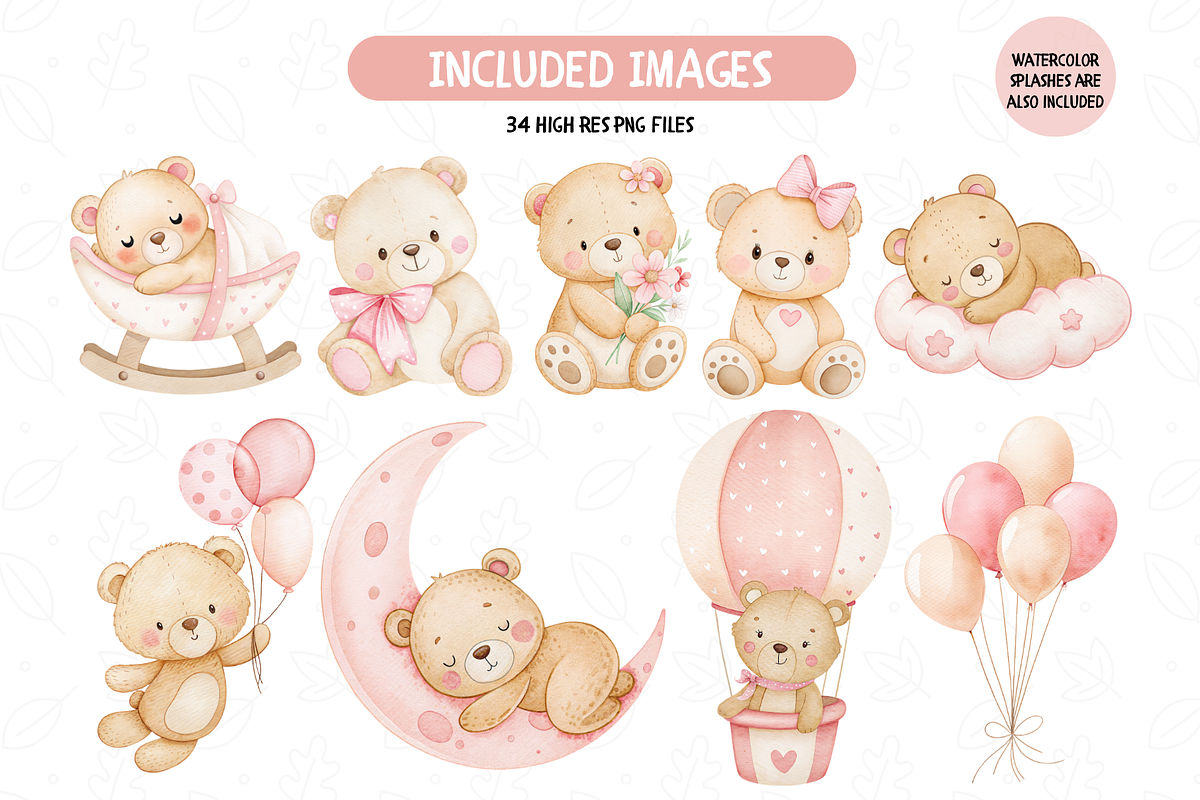 Watercolor Pink Coquette Teddy Bear, an Animal Illustration by TatiMockup (Photo 2 of 5)