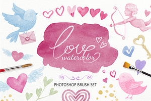 Valentine Watercolor Big Brush Set