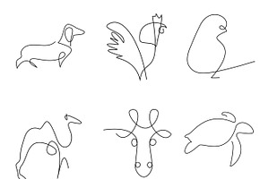 Abstract Animal Line Art Set 1