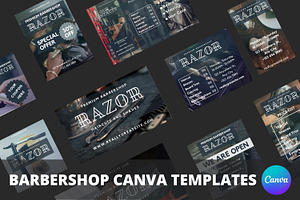 Barbershop Canva Templates Pack, a Social Media Template by Art's and patterns