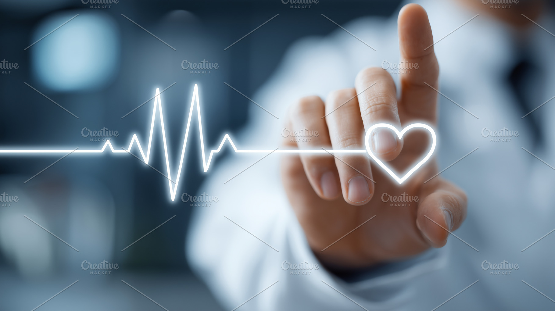 Doctor touching virtual heartbeat, a Health & Medical Photo by MistyDay