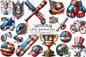 Patriotic Sports Elements Clipart, an Illustration by Designking