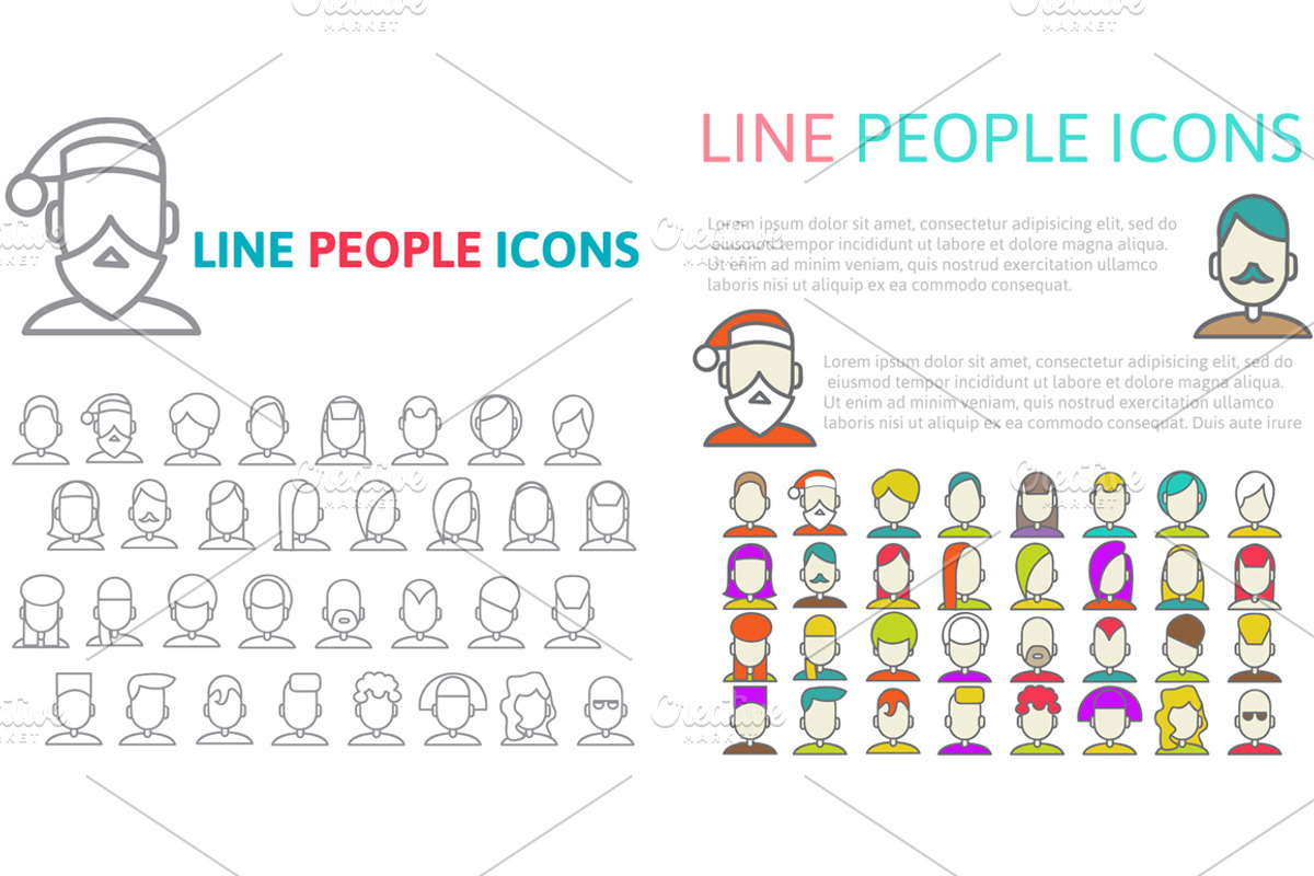 Line People Icons, an Outline Icon by Sabelskaya