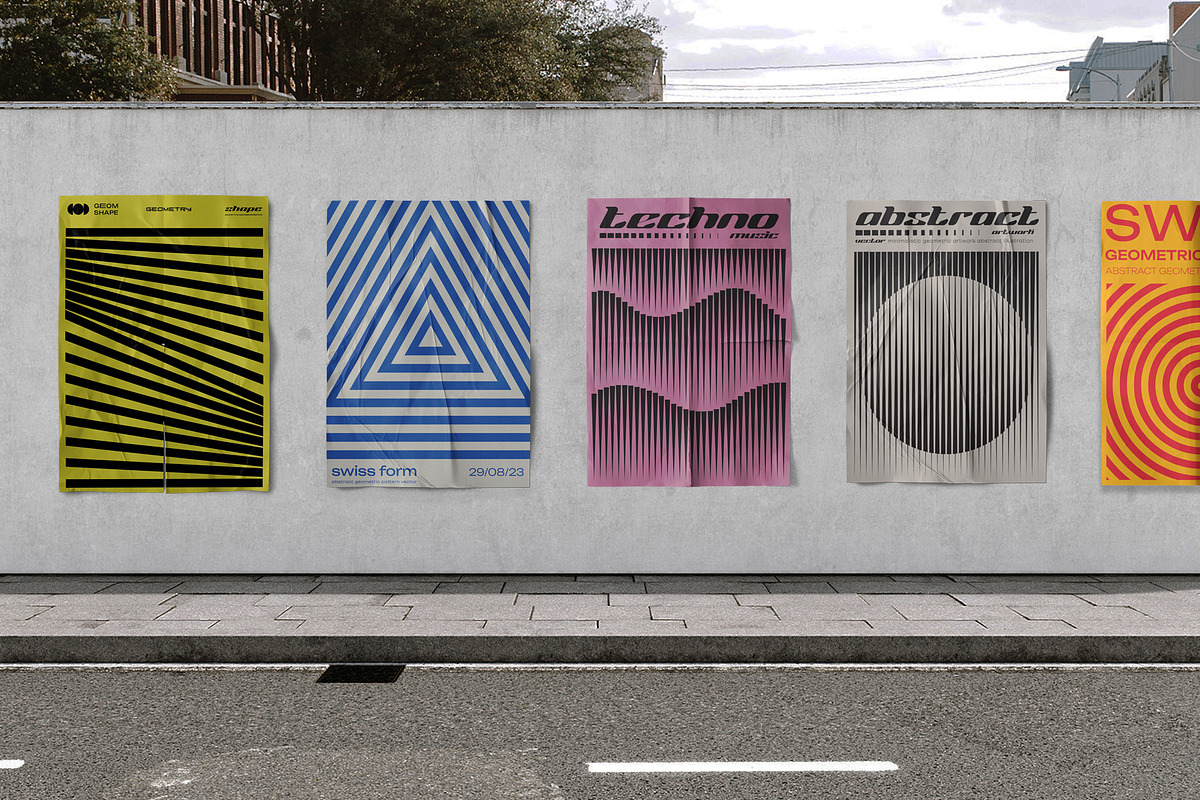 48 SWISS DESIGN VECTOR POSTERS SET, a Texture Graphic by craftlove (Photo 8 of 8)