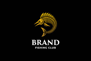 Skeleton  Gold Marine Fish Logo, a Branding & Logo Template by funpixel