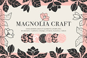 Hand-Drawn Magnolia. Linocut set, a Background Graphic by Lettering_Logo (Thumbnail 1 of 17)