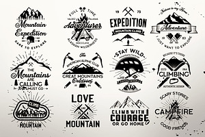 Mountain Expedition Logos Badges Set