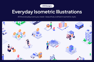 410 Everyday Isometric Illustration, a Finance Illustration by Vectors Market