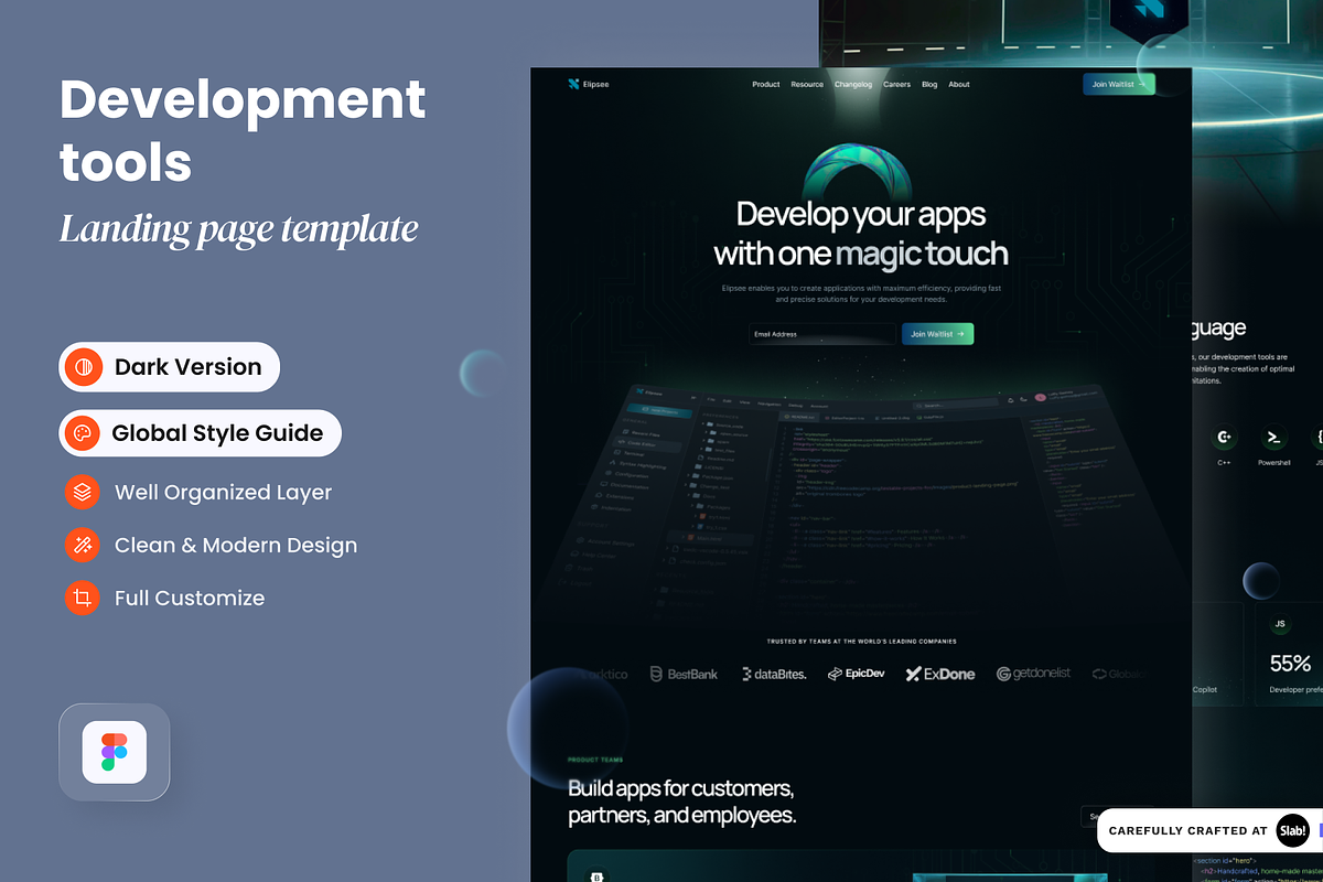 Development Tools Landing Page, a Landing Page Template by SLAB! Design (Photo 1 of 4)