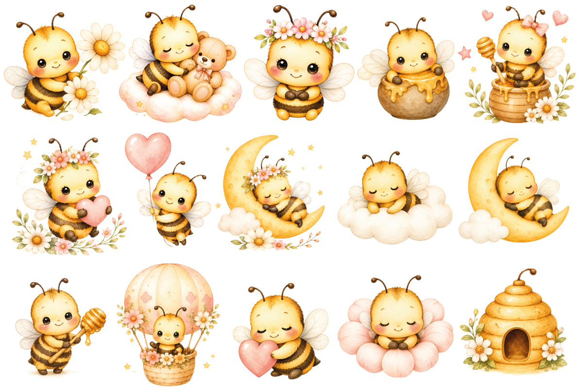 Honey Bee Clipart, an Animal Illustration by Villa 11 Estudio (Photo 2 of 11)