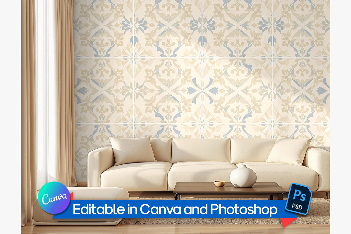 Living Room Wallpaper Mockup, an Advertising Mockup by Rami's Mockups (Photo 3 of 3)