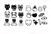 Kawaii Black Cat Line Art, a Seasonal Illustration by TheClipAtelier (Thumbnail 2 of 3)