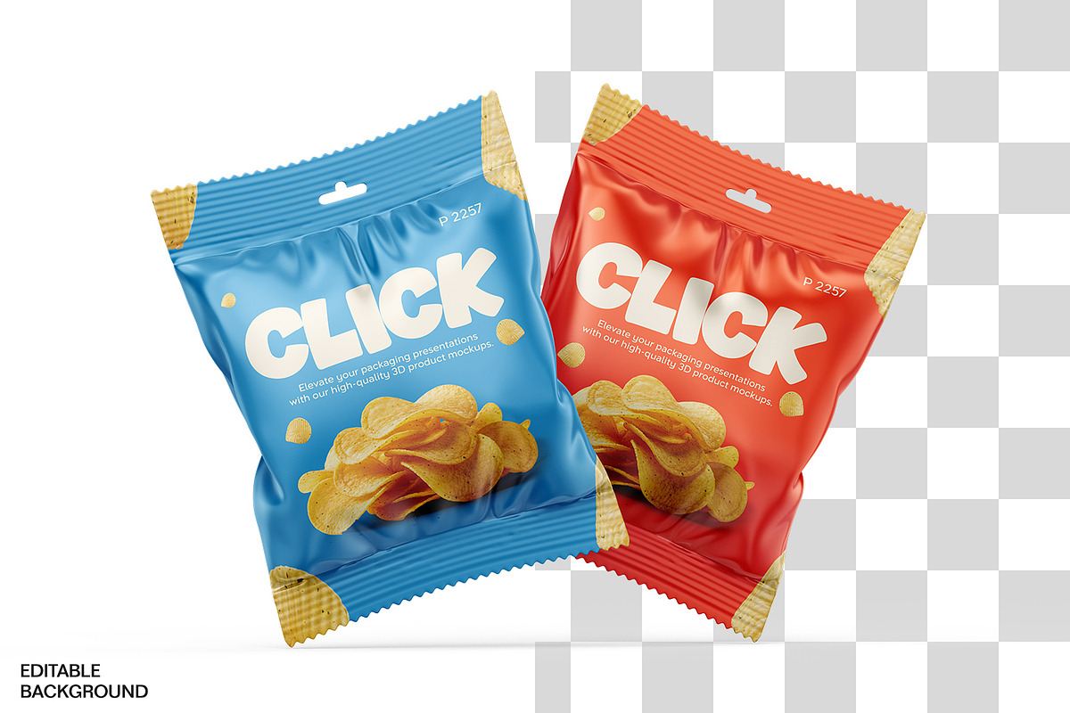 Foil Snack Bag Packaging Mockup, a Packaging Mockup by Ram Studio LLC (Photo 3 of 10)