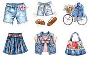 Summer Denim Clipart Bundle, a Seasonal Illustration by DreamArtGraphic (Thumbnail 2 of 4)
