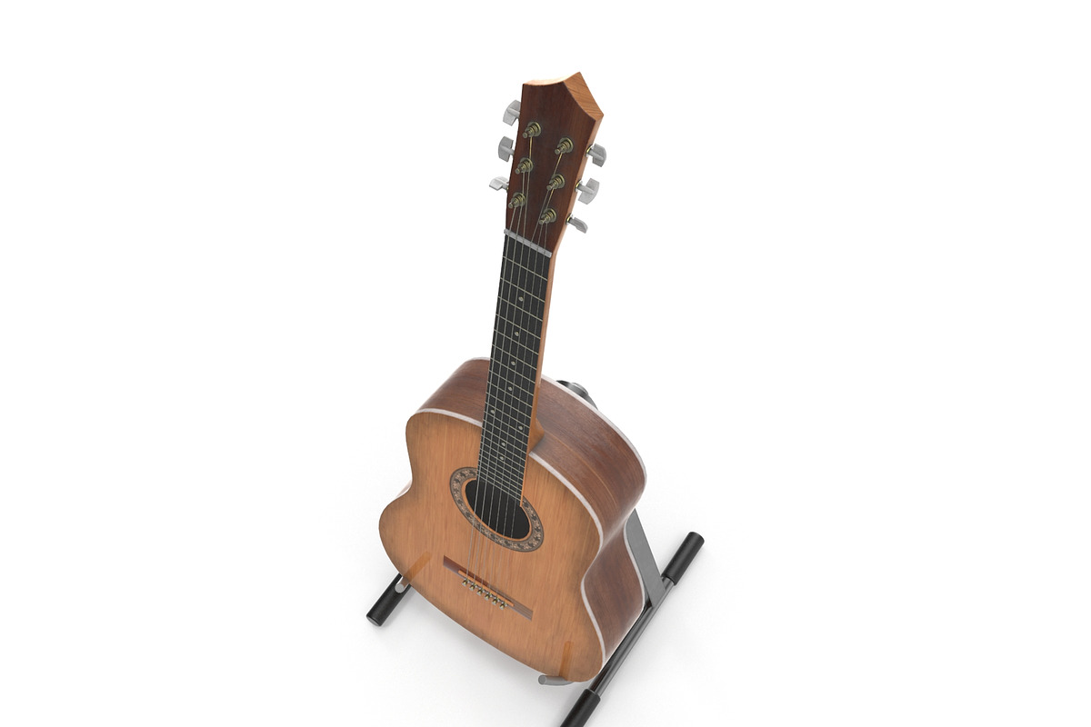 Classic Acoustic Guitar With Stand, an Object 3D Model by Tedi Permana (Photo 3 of 8)