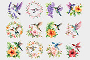 Watercolor Hummingbird Clipart, a Seasonal Illustration by Design Market (Thumbnail 2 of 5)