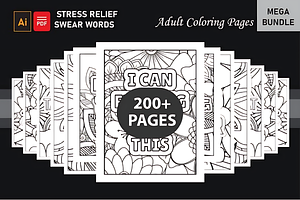 200+ Stress Relief Adult Book, a Decorative Illustration by Design Station